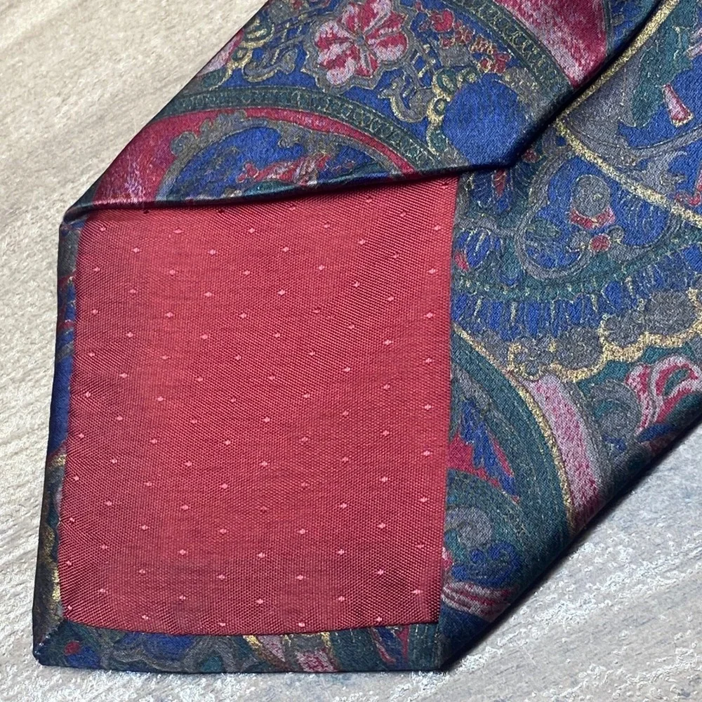 Vintage Ondee Silk Tie Paisley Abstract Blue Italy Formal Professional Handmade